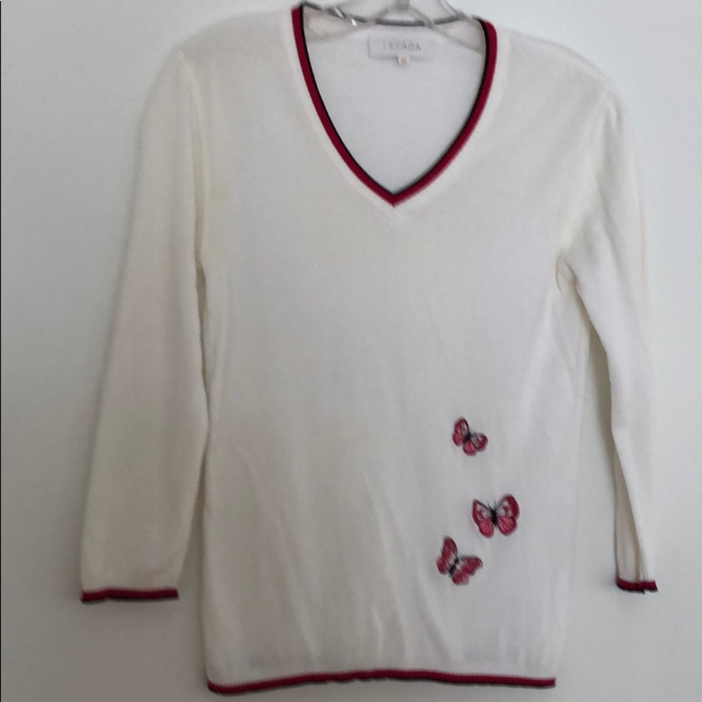 Escada Sweater size 36 butterflies embroidered